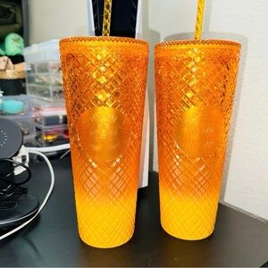 Starbucks Radiant Orange Textured Tumblers